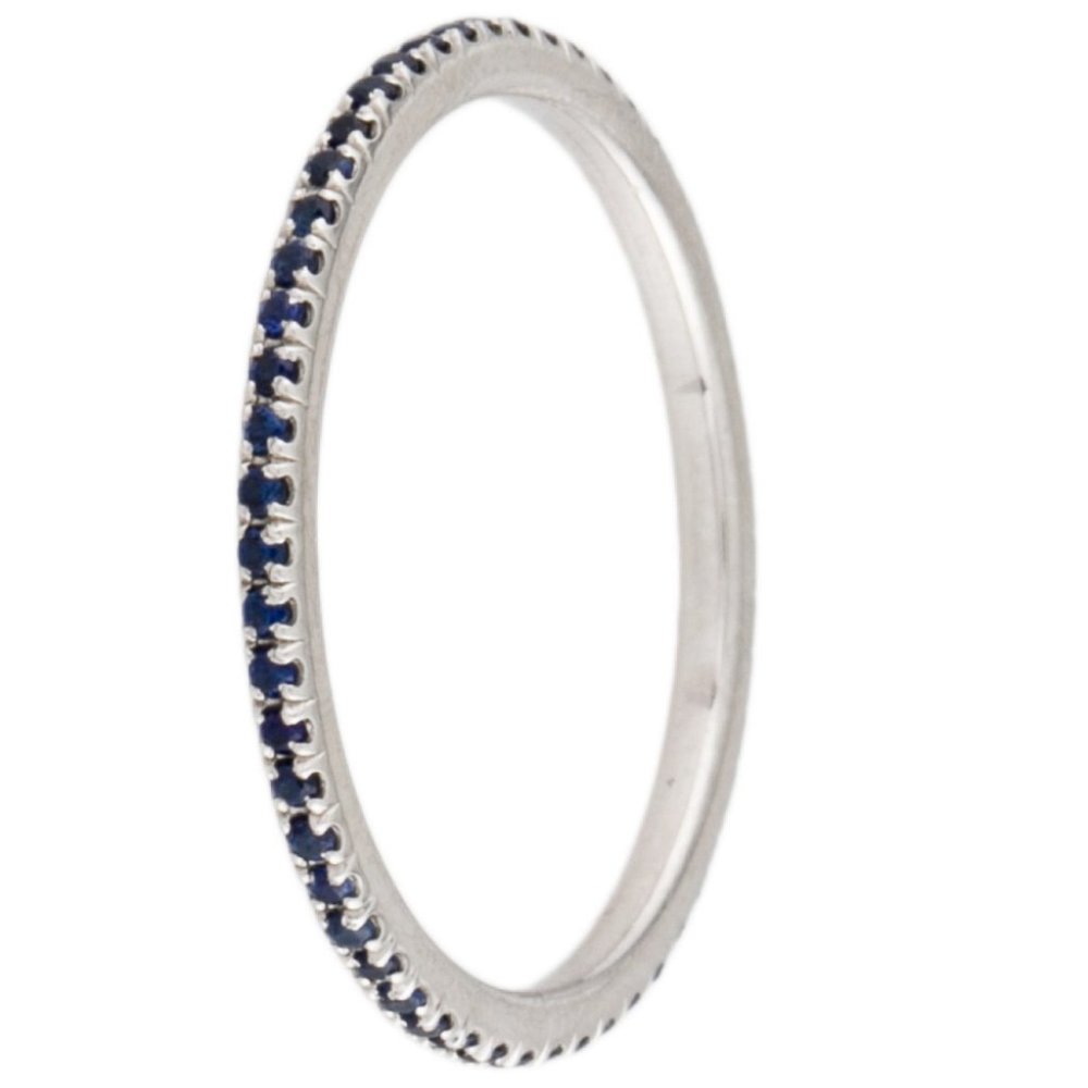 PLATINUM SAPPHIRE ETERNITY STACKABLE BAND RING - Picture 6 of 9